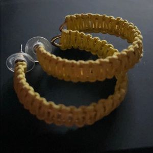 Yellow hoop woven earrings